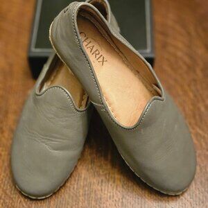Charix European Gray Leather Loafers Size 38-US Size 8